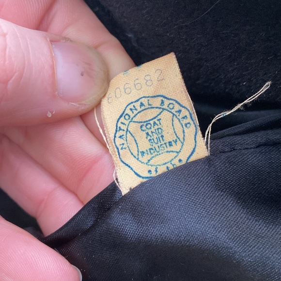 VINTAGE Wool & Fur Collar 50's 60's Black White Swing Coat Medium Union Made - Picture 9 of 14